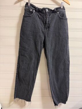 Madewell Black High Rise Straight Raw Hem Jeans Women’s 32 Black Wash